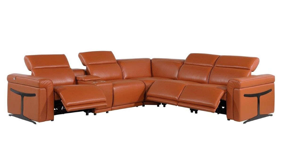 Colson Camel Leather Sectional With Console