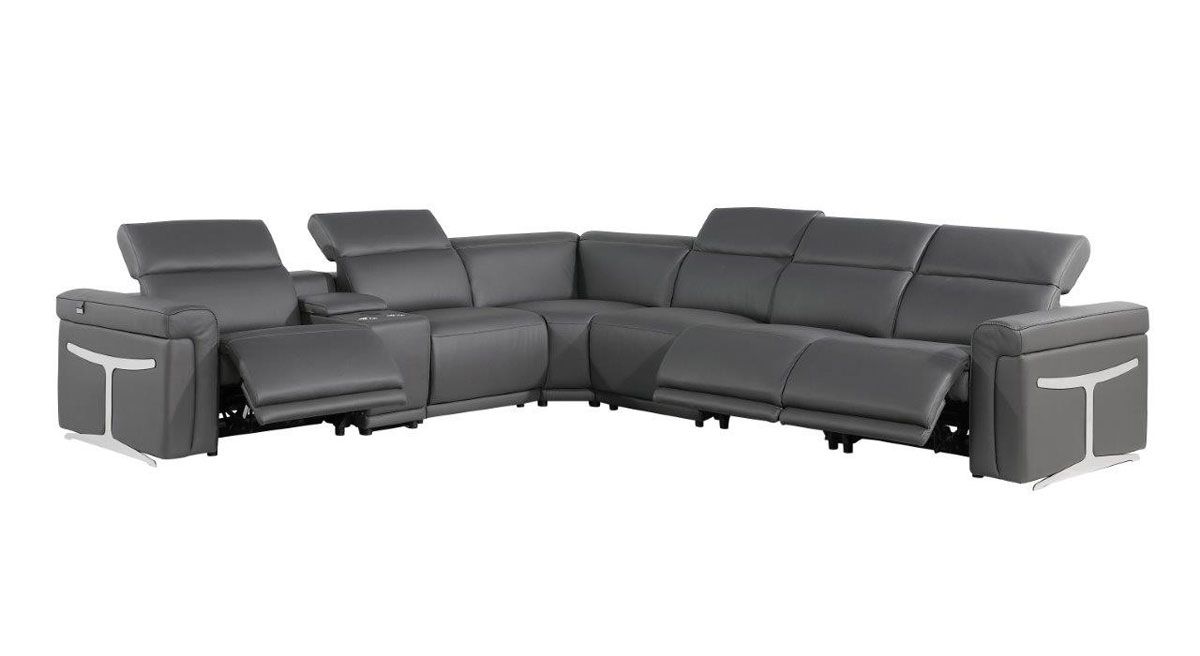 Colson 5-Seater Grey Italian Leather Sectional