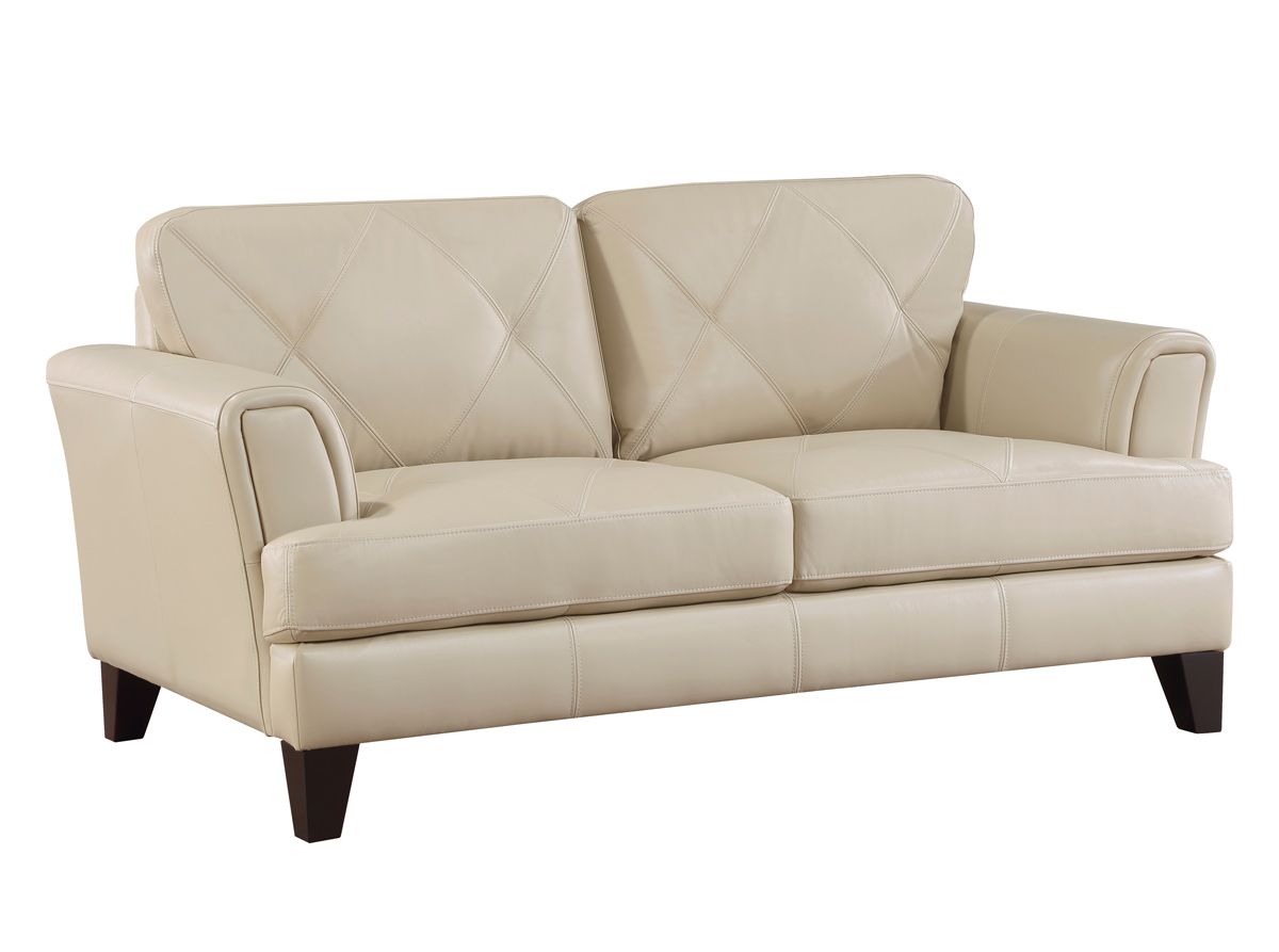 Confico Cream Top Grain Leather Loveseat