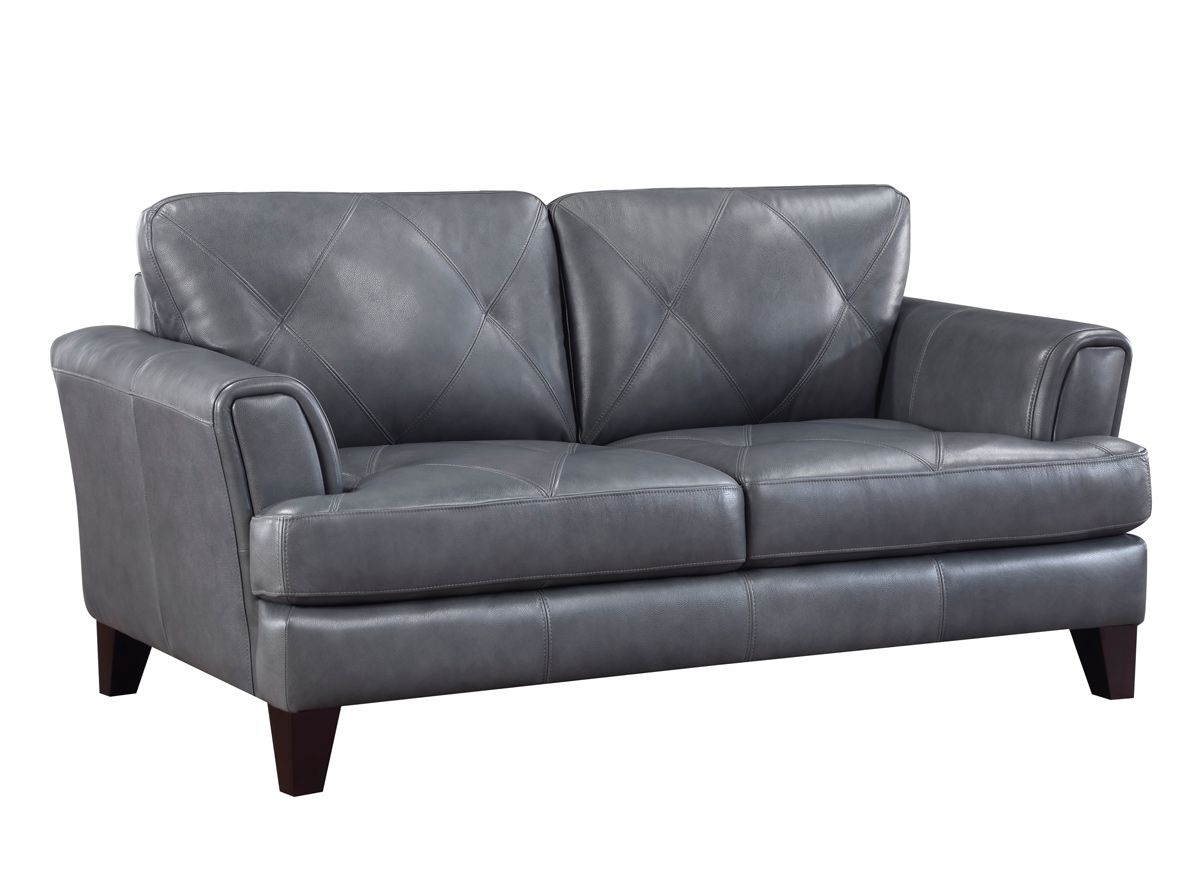 Confico Grey Top Grain Leather Loveseat