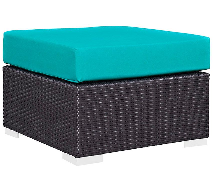 Convene Turquoise Outdoor Ottoman