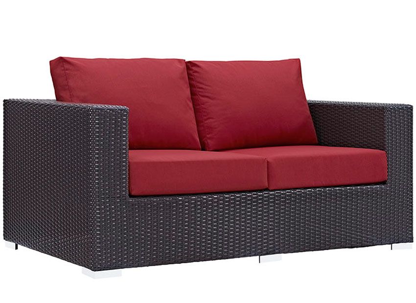 Convene Red Outdoor Patio Love Seat