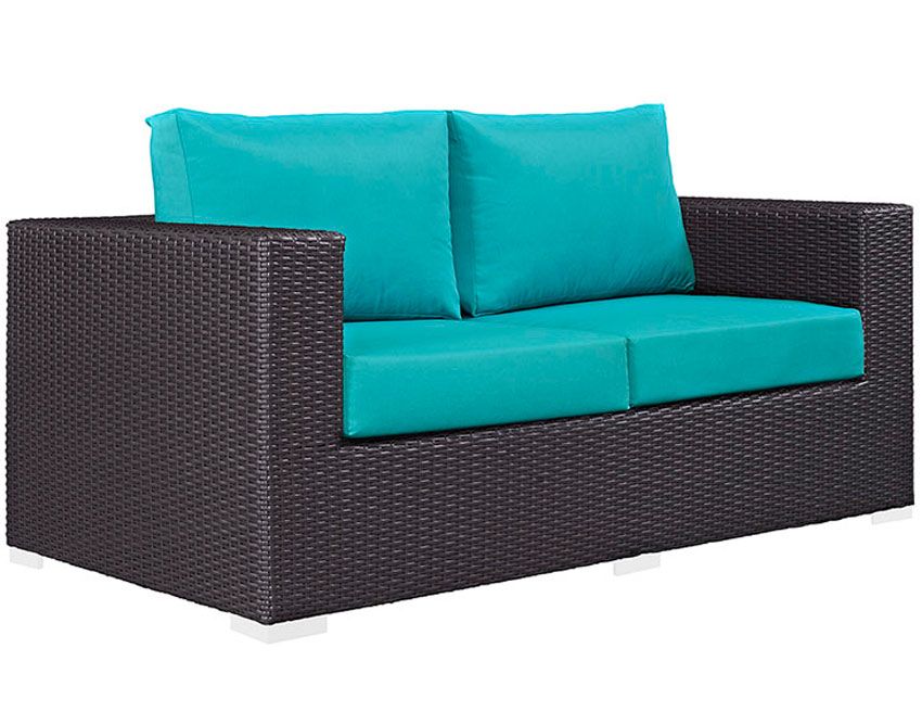 Convene Turquoise Outdoor Patio Love Seat