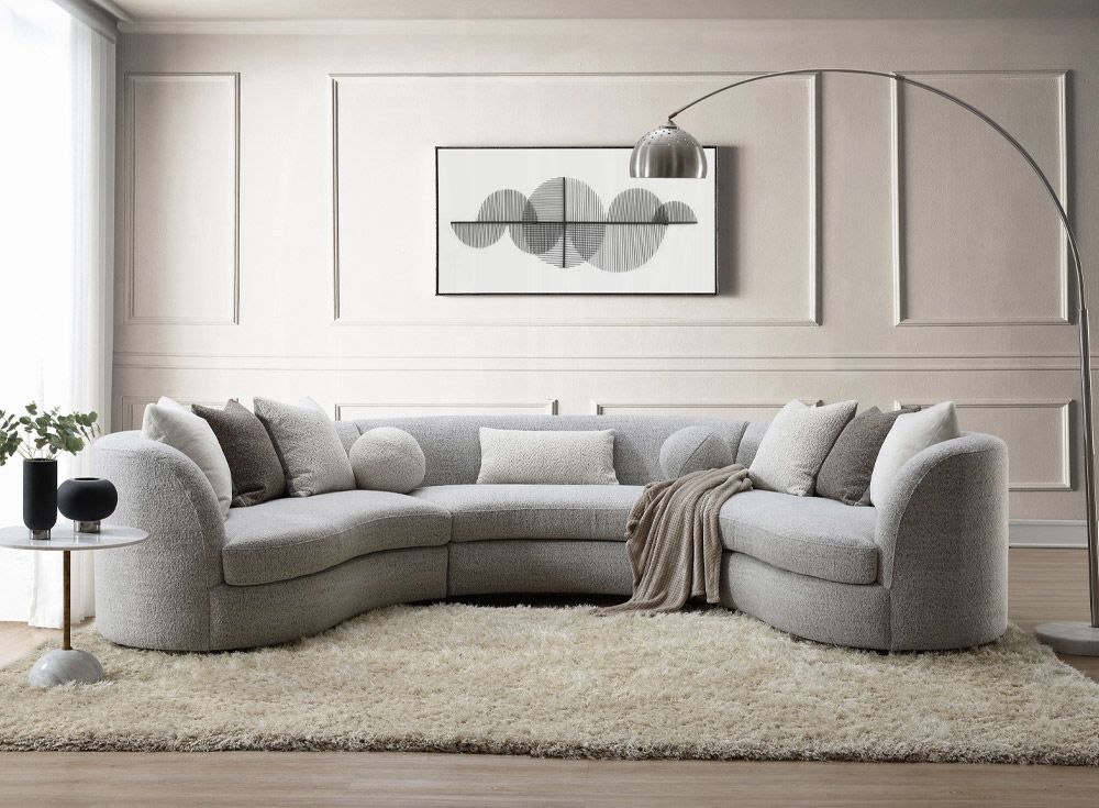 Cristina Circular Sectional Grey Boucle