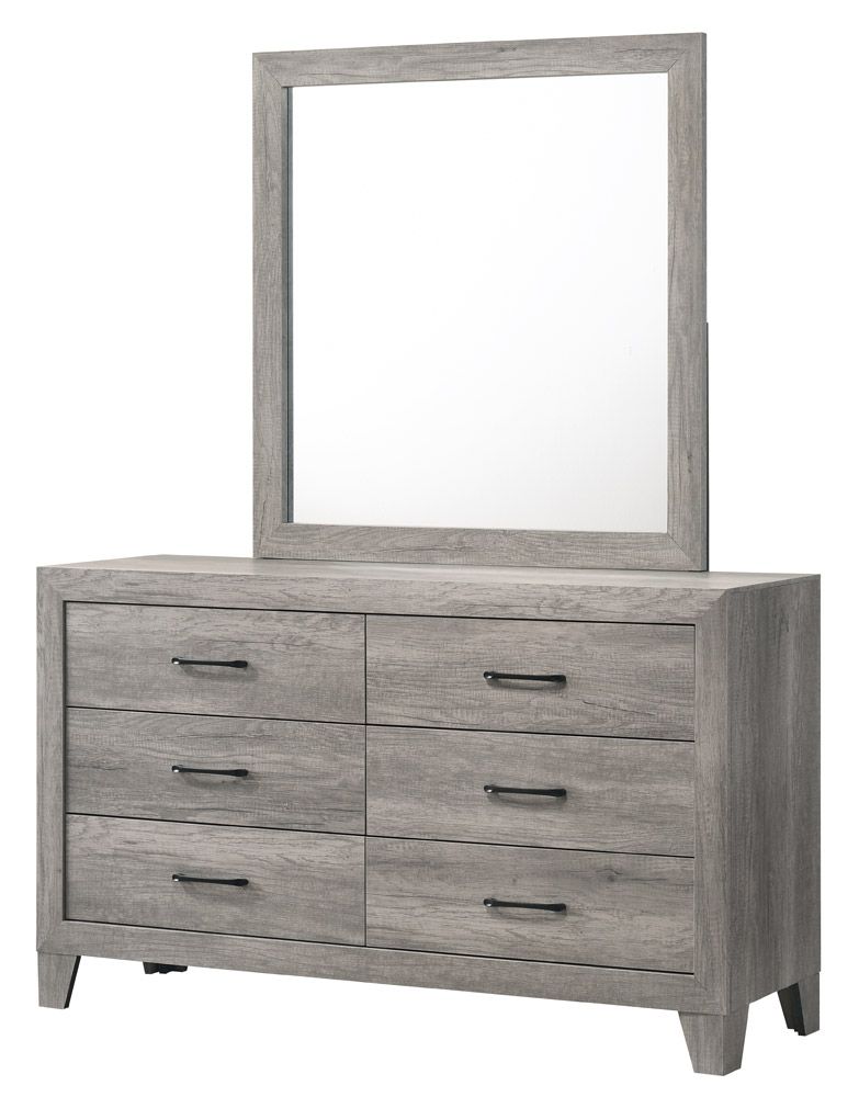 Cuna Rustic Grey Dresser With Mirror