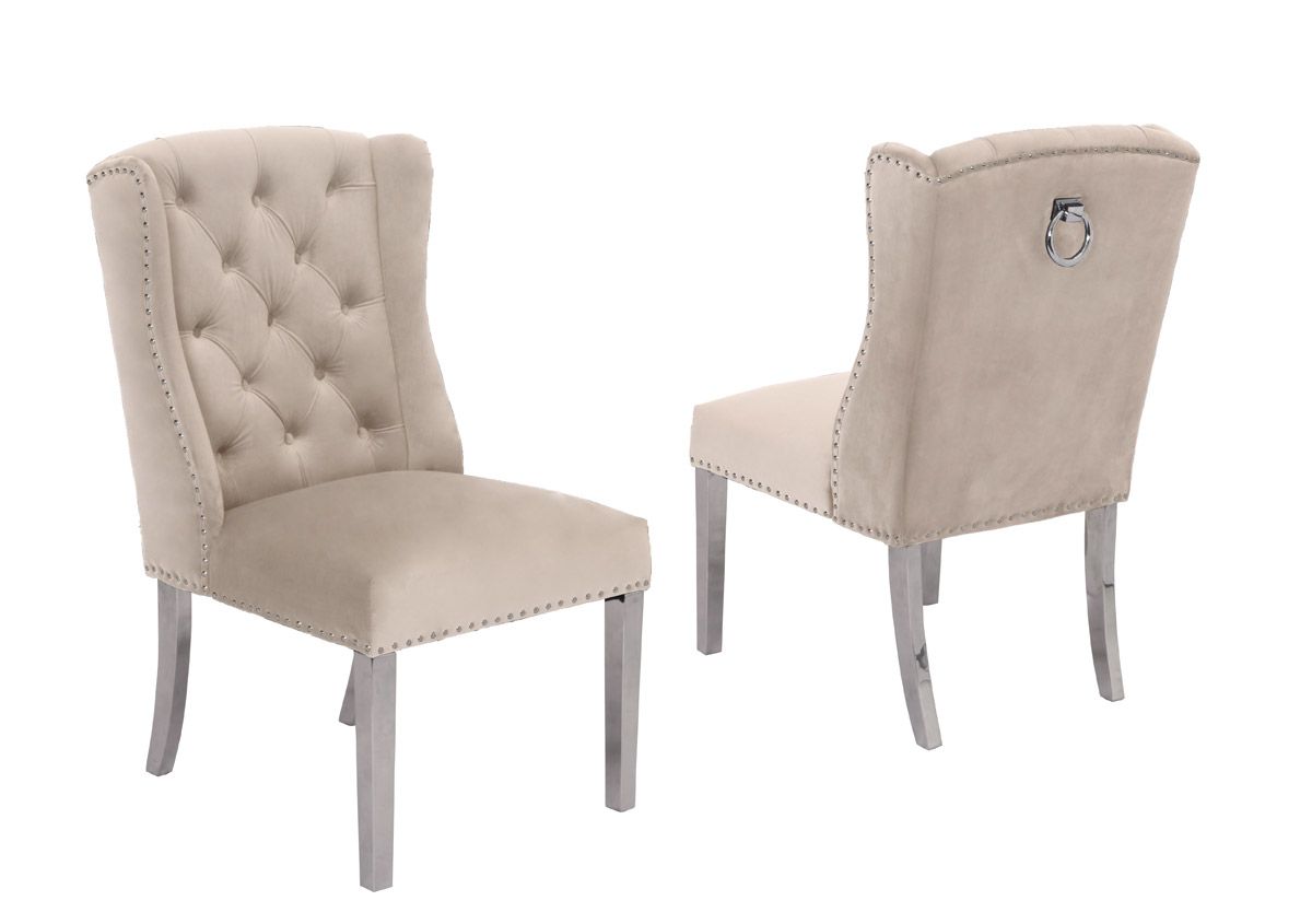 Curver Beige Velvet Winged Chair