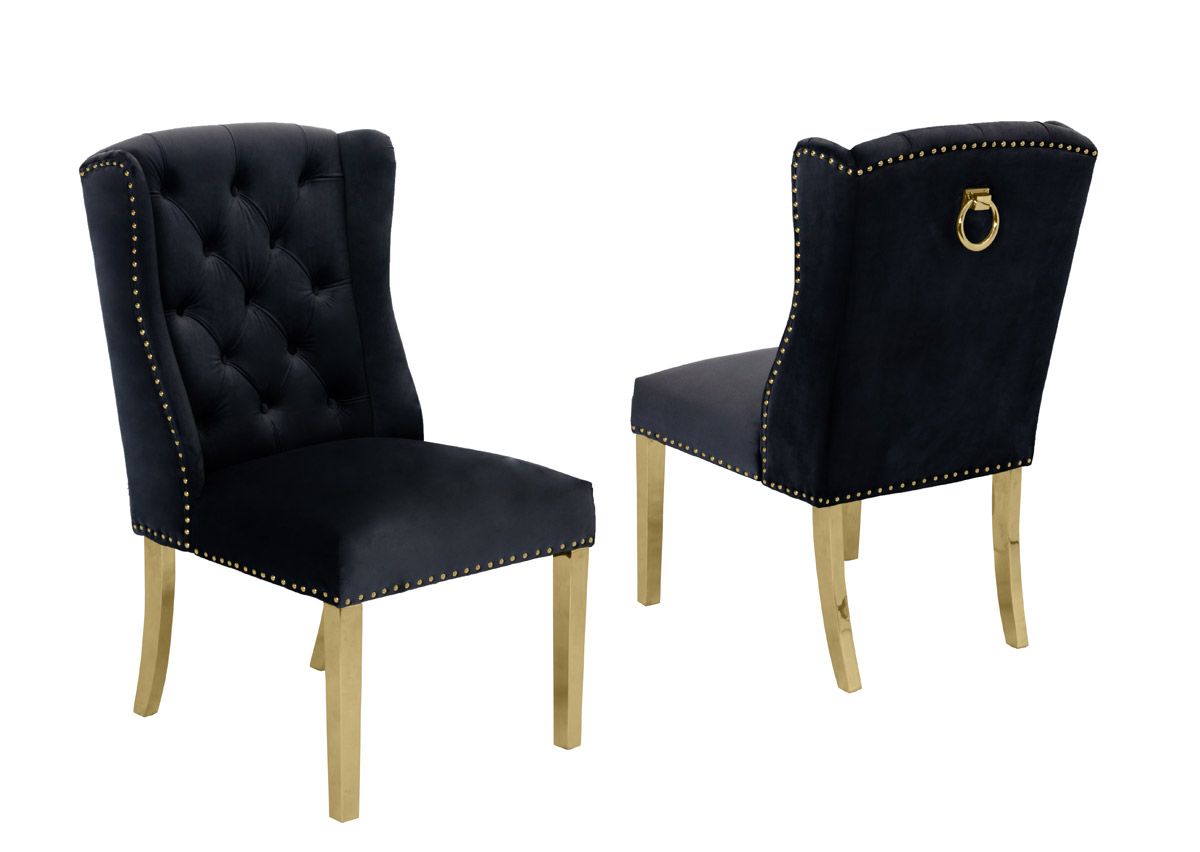 Curver Black Velvet Chair Gold