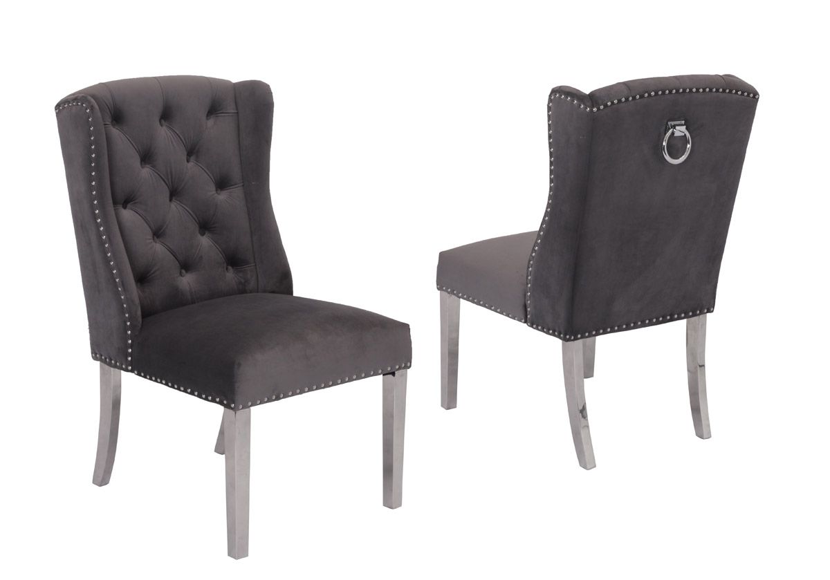 Curver Grey Velvet Winged Chair