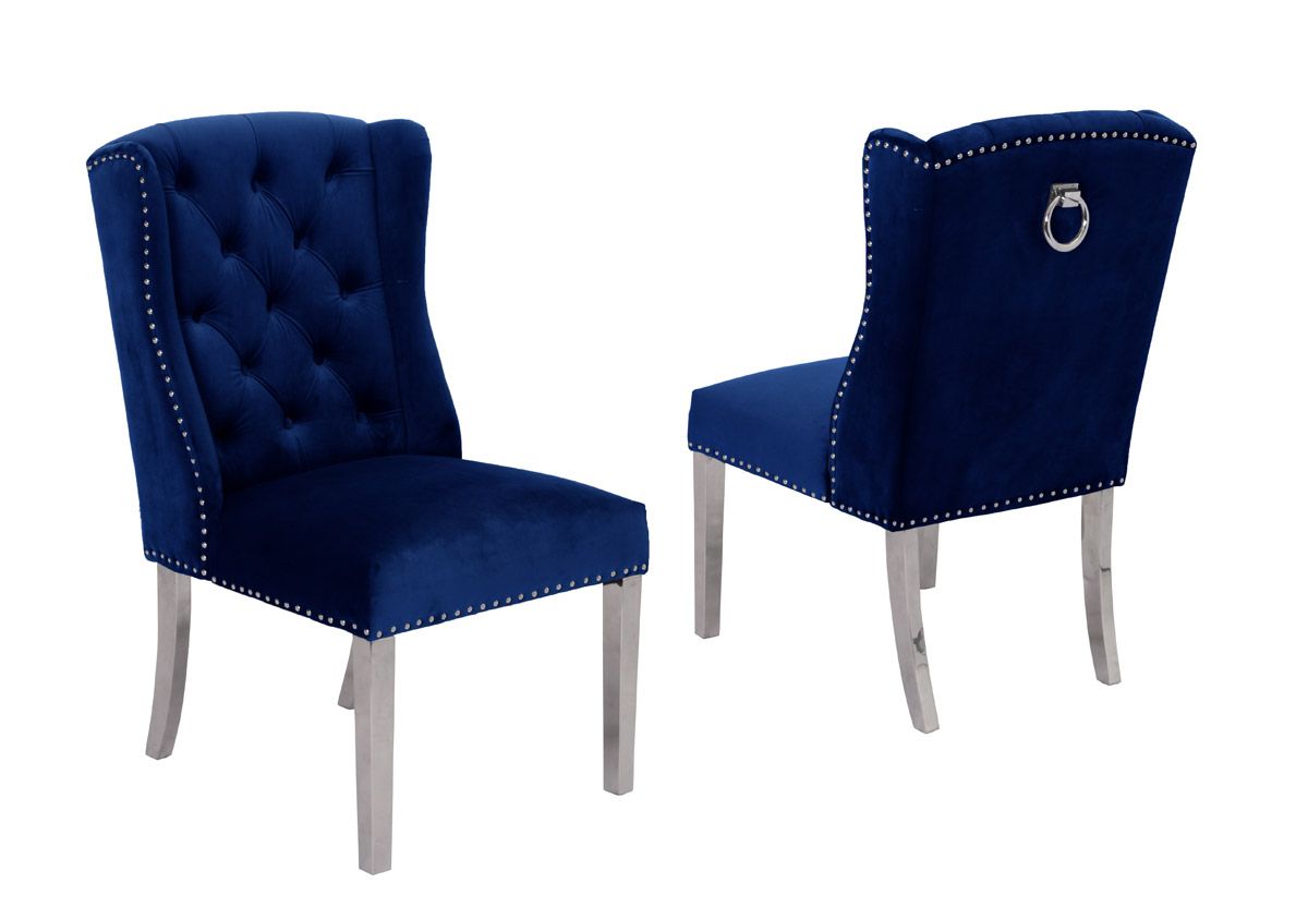 Curver Nay Blue Velvet Winged Chair