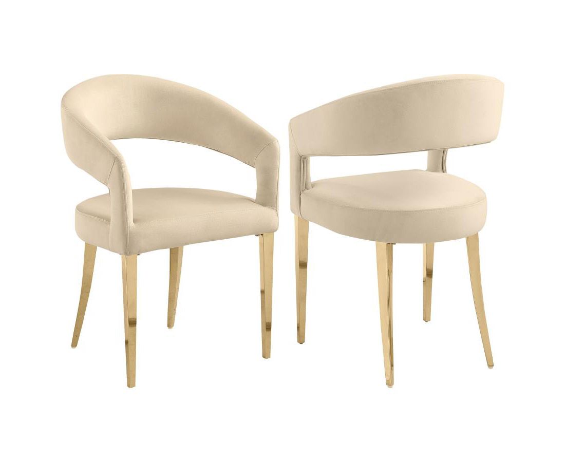 Dabny Beige Velvet Dining Chairs