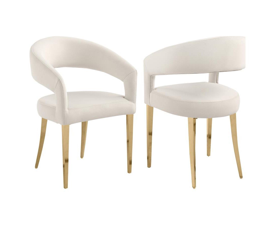 Dabny Ivory Velvet Dining Chairs