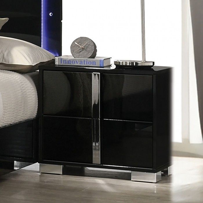 Dalyn Black Lacquer Finish Night Stand