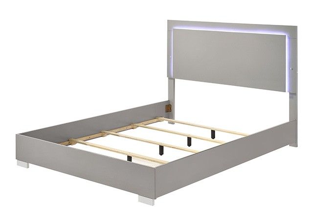 Dalyn Grey Lacquer Bed With LED Lights