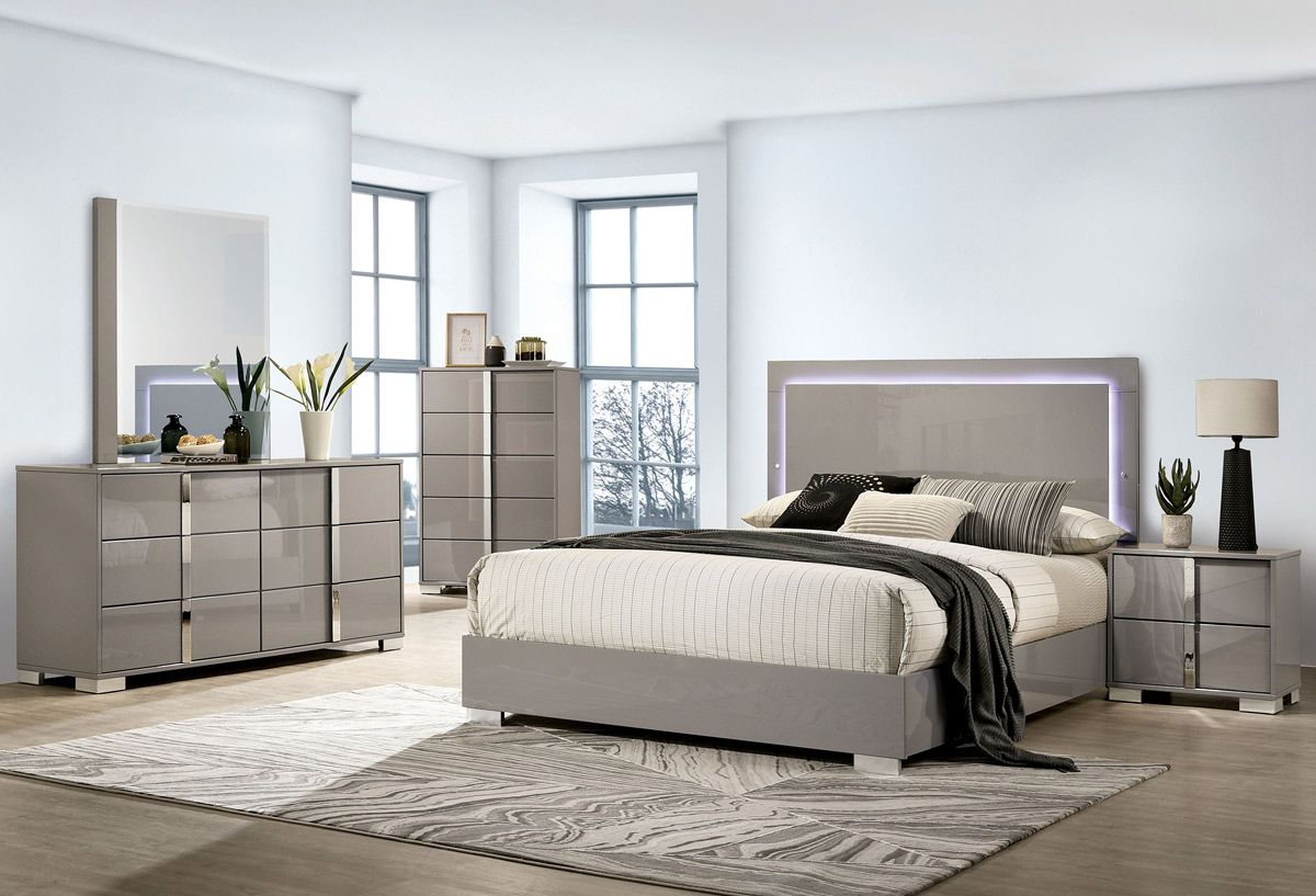 Dalyn Grey Lacquer Bedroom Set