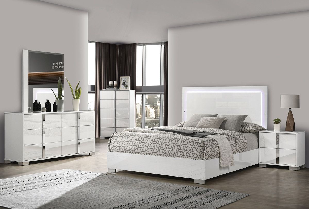 Dalyn Modern White Lacquer Bedroom Set