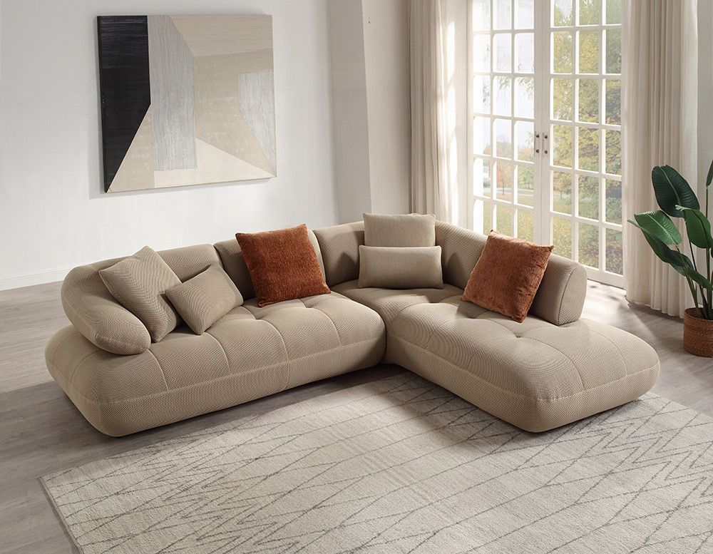 Damask Sectional Sofa With Motion Backs