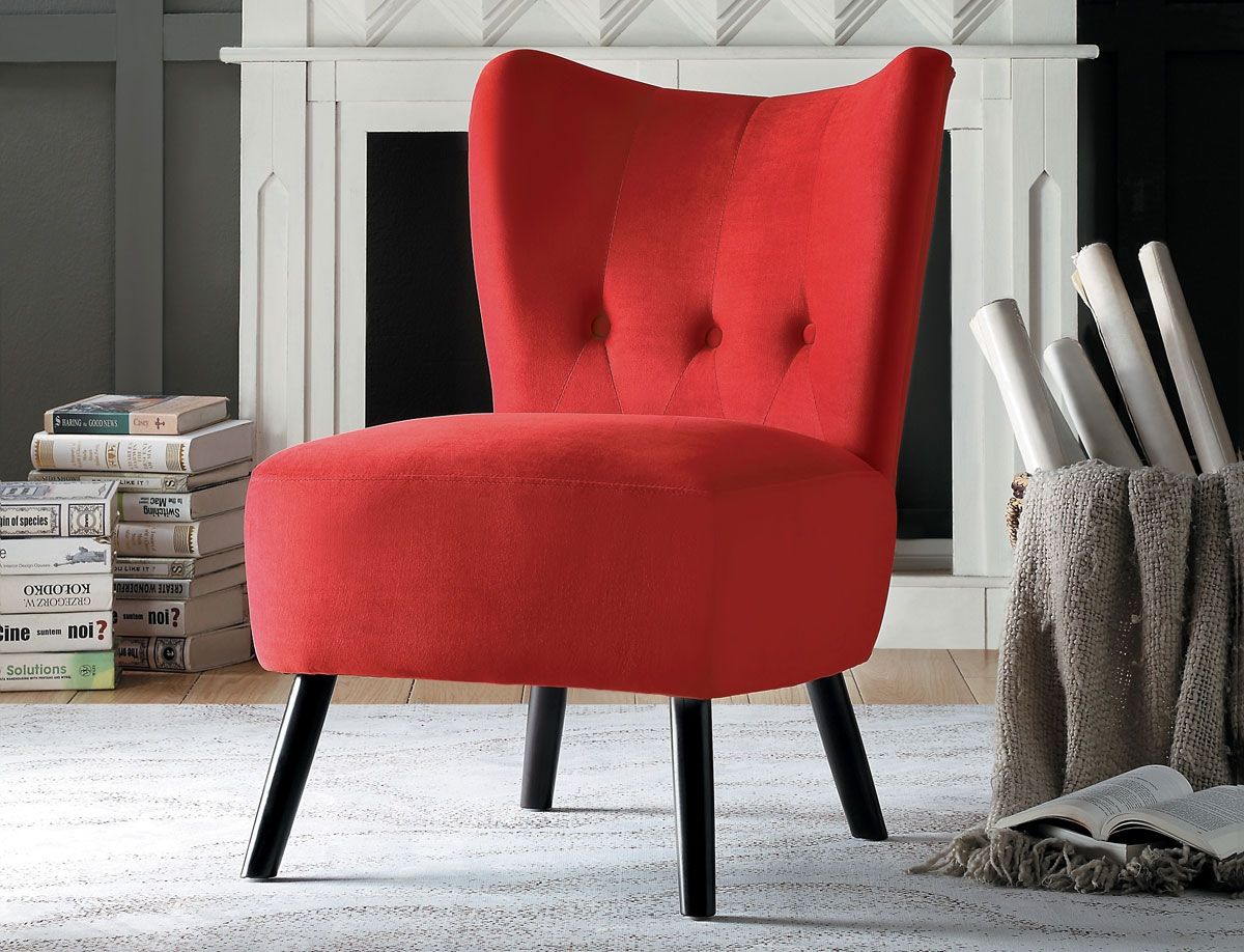 Daniel Red Velvet Accent Chair