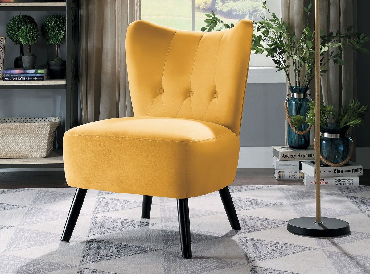 Daniel Yellow Velvet Accent Chair