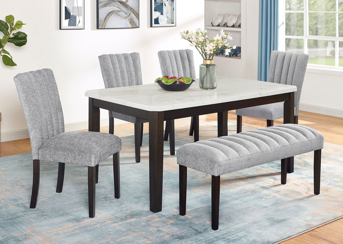 Danville Faux Marble 6-Piece Dining Table Set