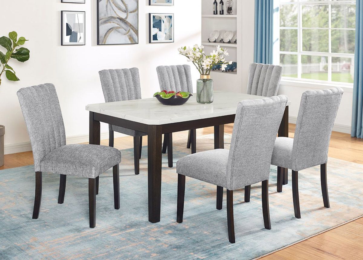 Danville Faux Marble 7-Piece Dining Table Set