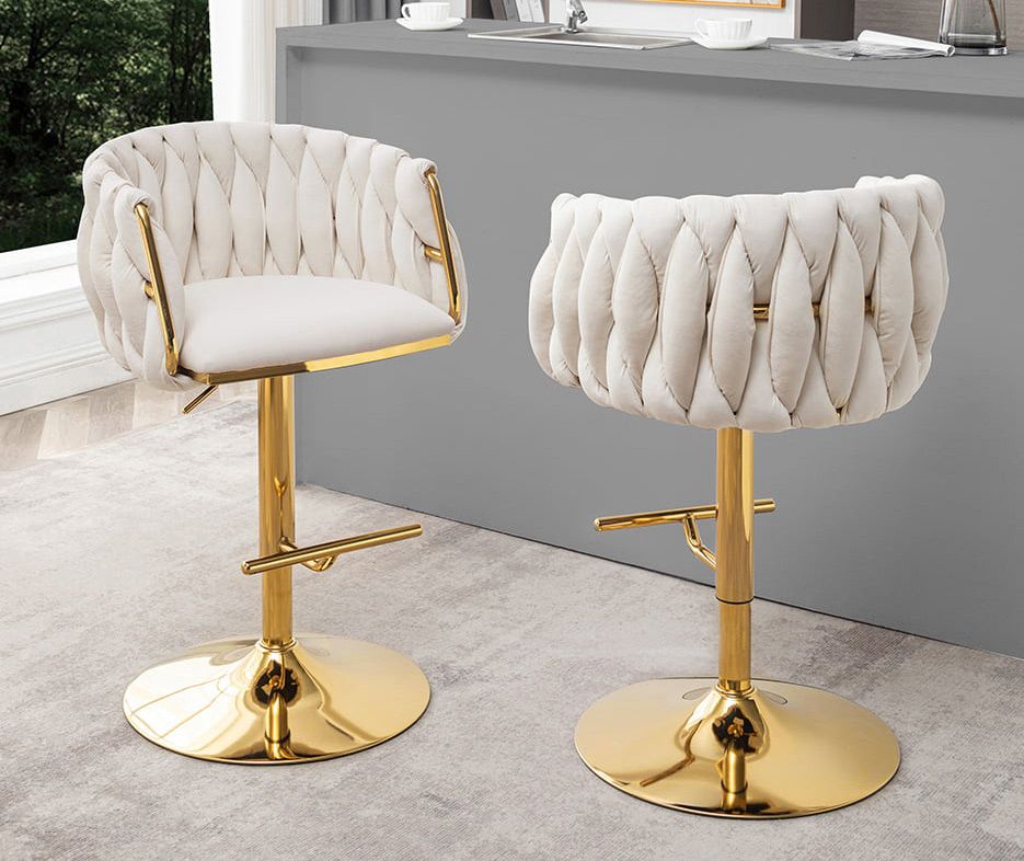 Davida Cream Velvet Barstool Gold Frame