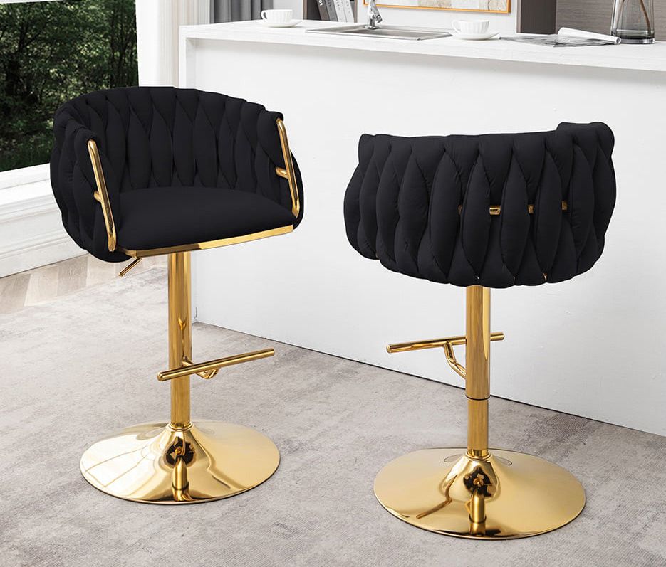 Davida Black Velvet Barstool Gold Frame