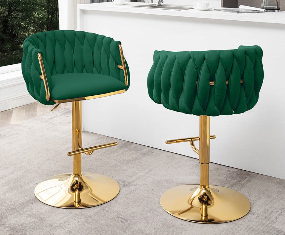 Davida Green Velvet Barstool Gold Frame