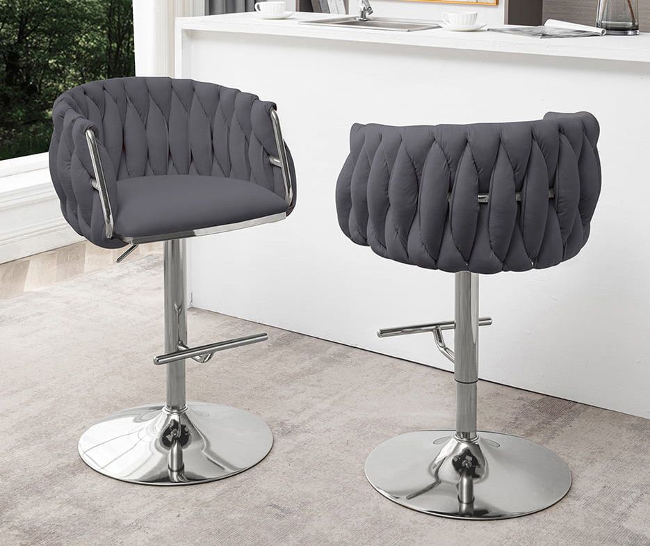 Davida Modern Barstool Grey Velvet