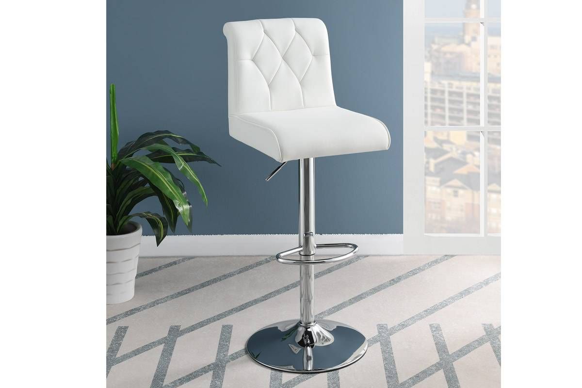 Deka White Leather Barstools