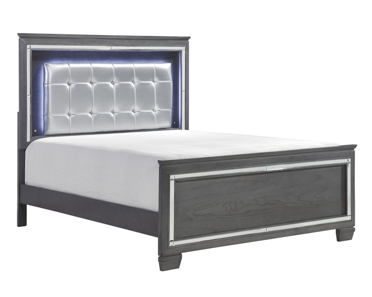 Deluxe Rustic Grey Bed With LED Lights