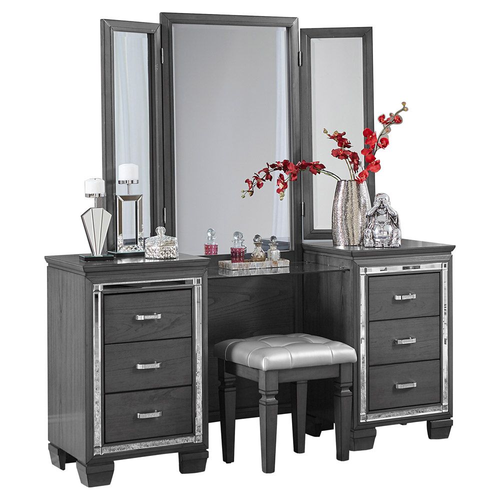 Deluxe Rustic Grey Vanity Set