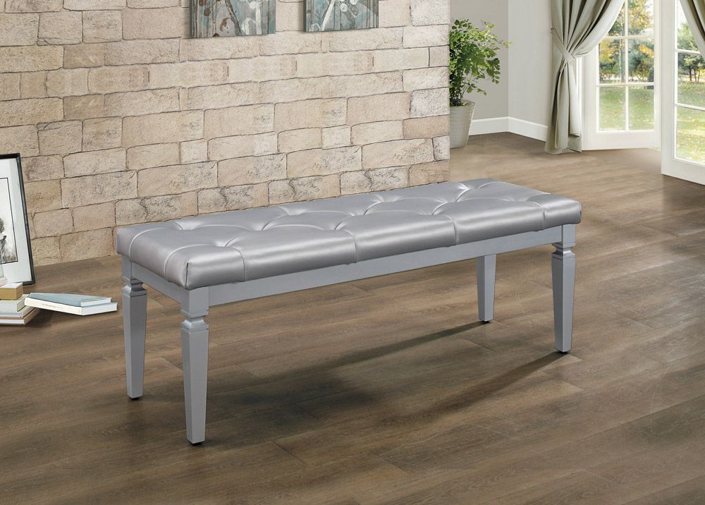 Deluxe Silver Finish Bedroom Bench