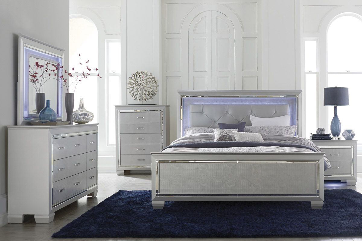 Deluxe Silver Finish Bedroom Collection