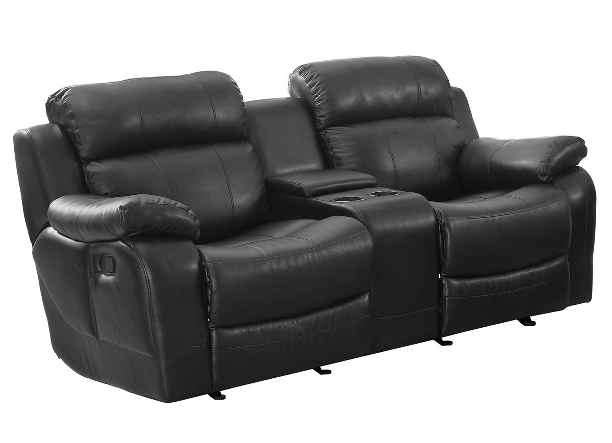 Denisa Black Leather Recliner Sofa