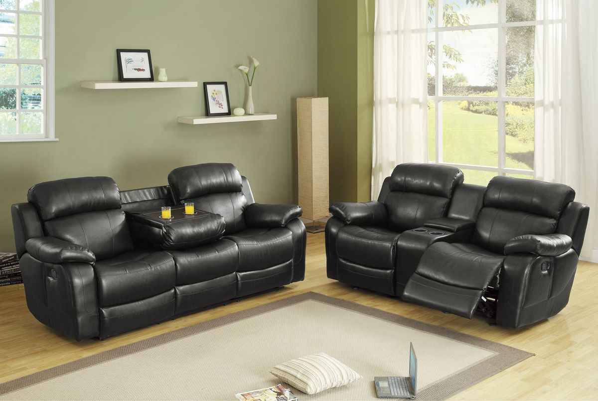 Denisa Black Leather Recliner Sofa Set