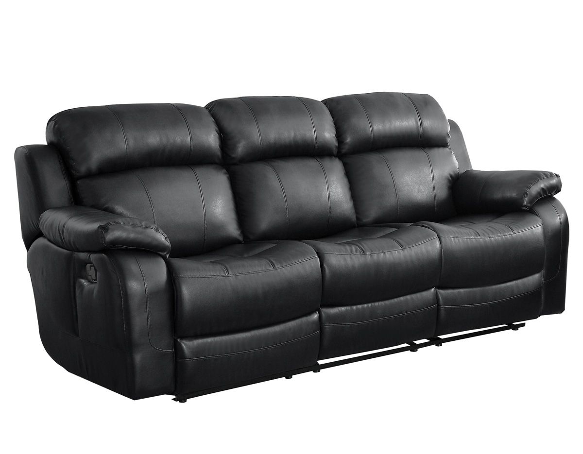 Denisa Black Leather Recliner Sofa