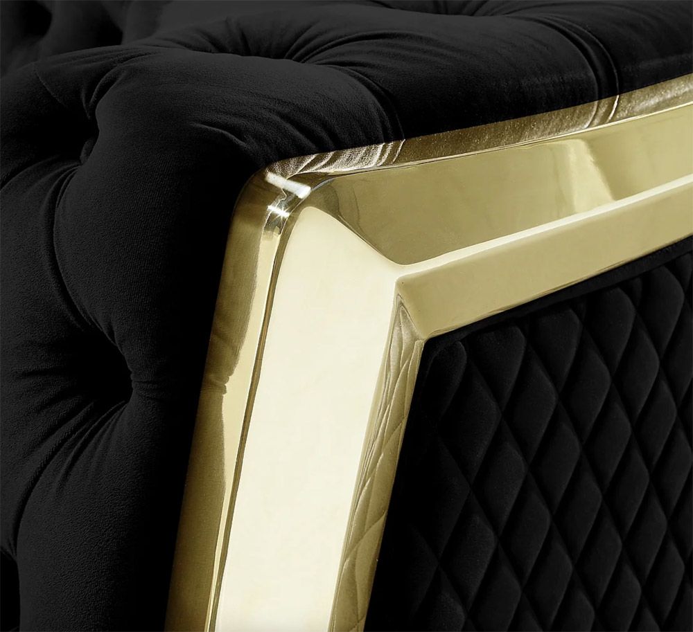 Deon Black Velvet Sofa Armrest