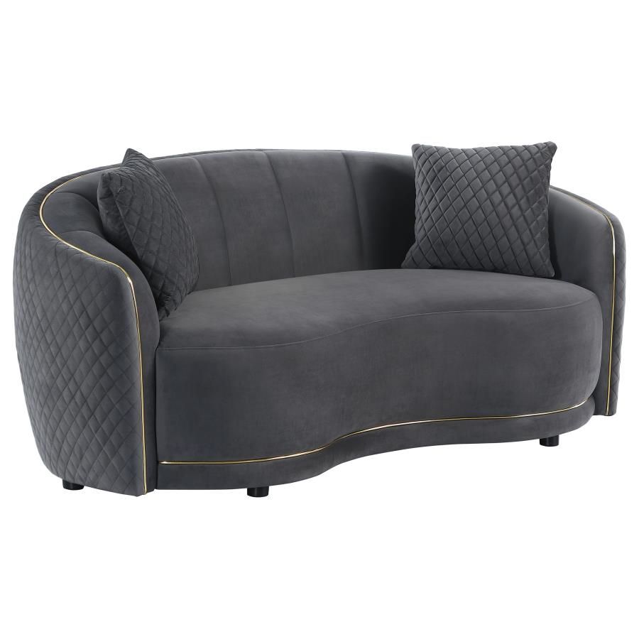 Derwyn Grey Velvet Modern Loveseat