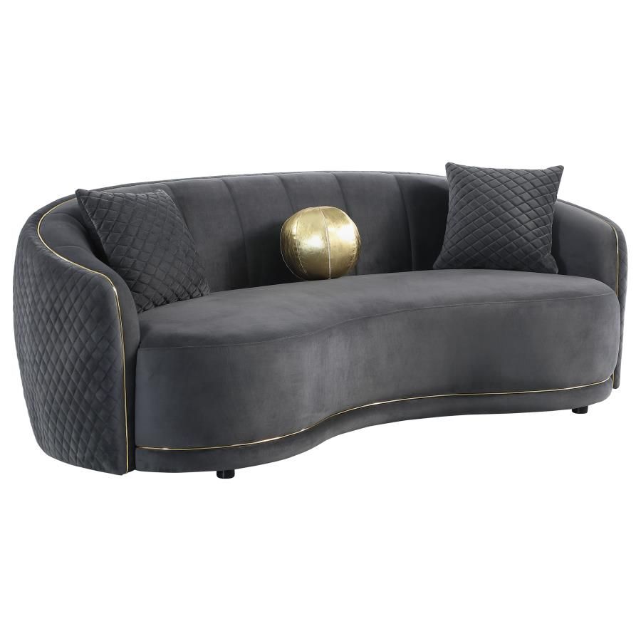 Derwyn Grey Velvet Modern Sofa