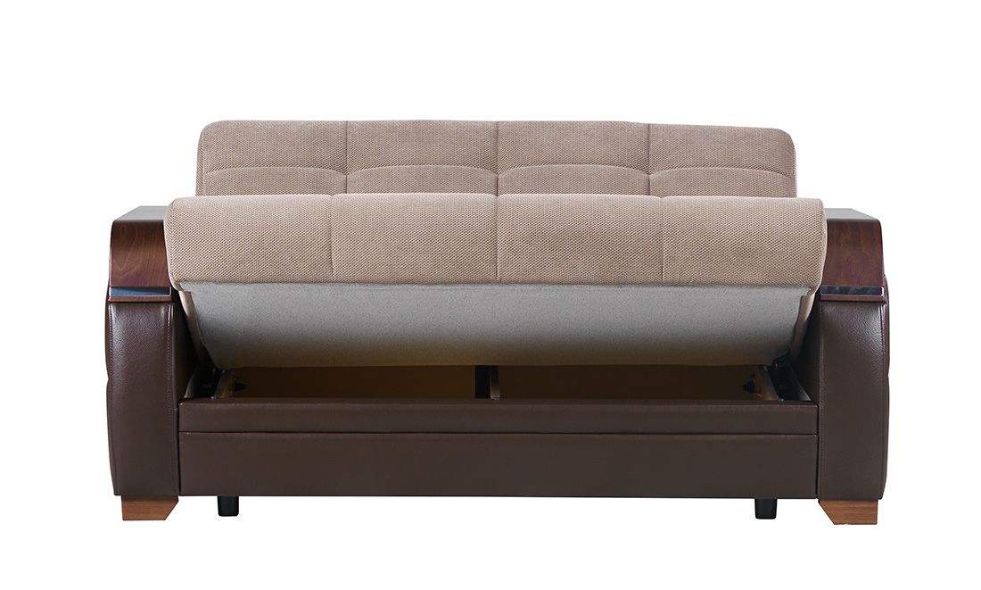 Cooper Taupe Fabric Loveseat Storage