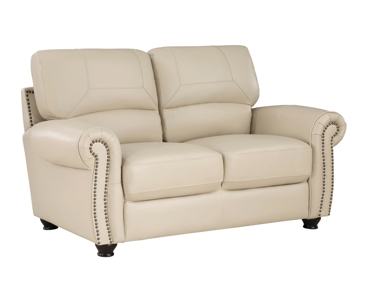 Domus Cream Leather Loveseat