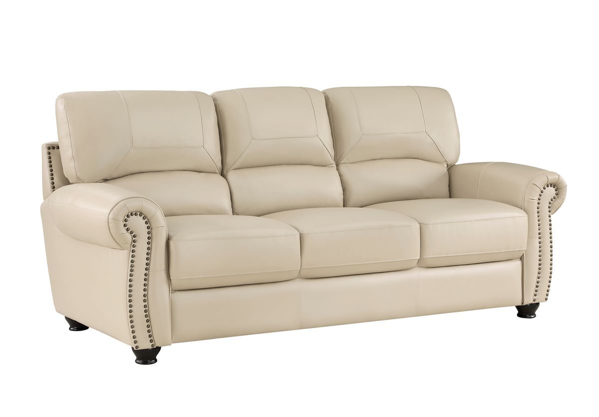 Domus Cream Leather Sofa