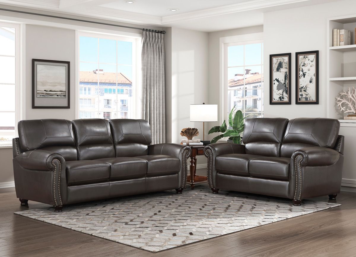 Domus Classic Sofa Set in Dark Brown Leather