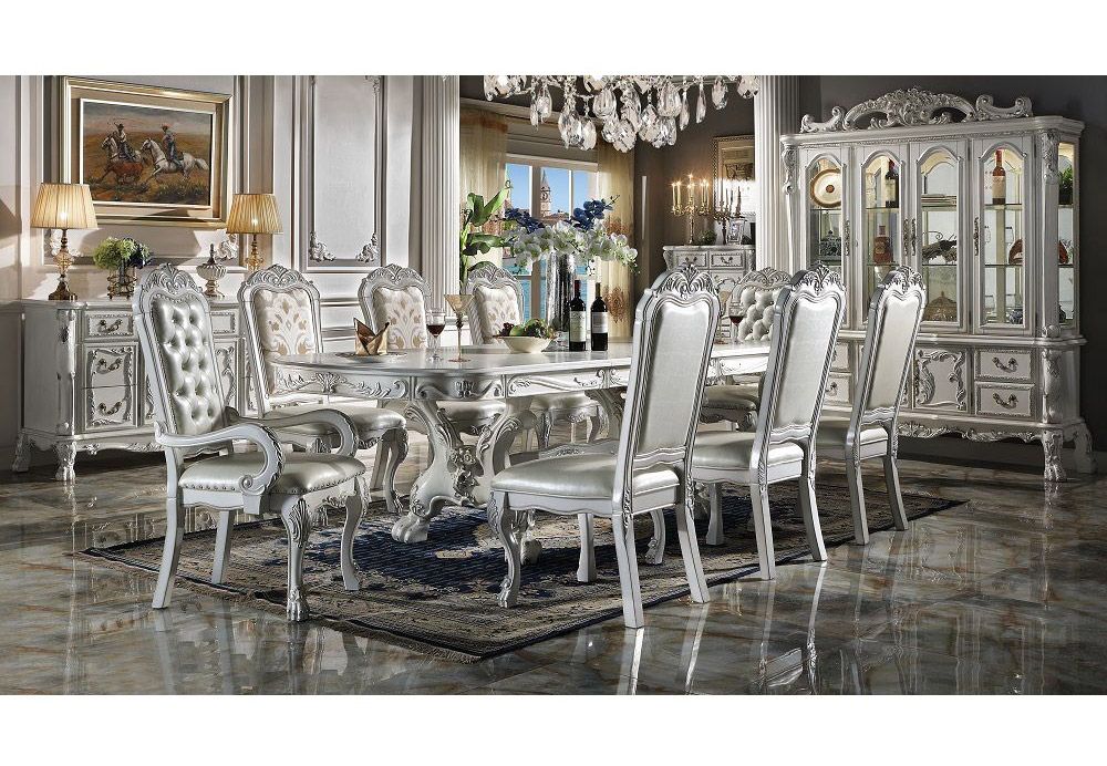 Dresden White Traditional Dining Table Set