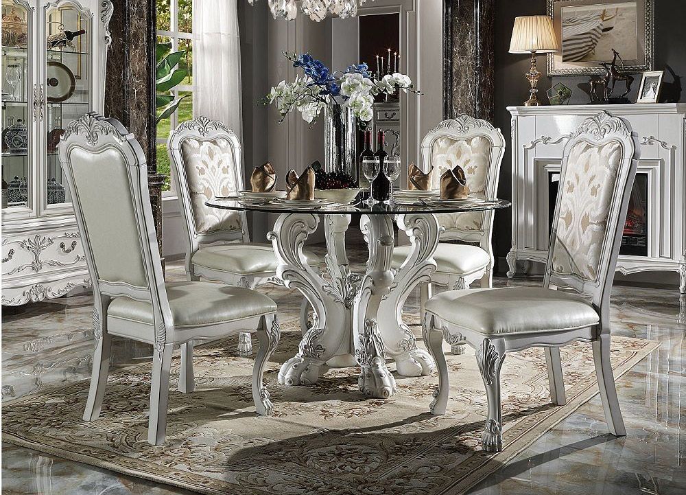 Dresden Glass Top Dining Table Set