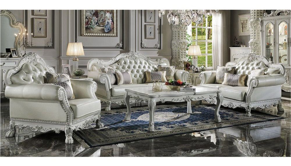 Dresden Traditional Style Sofa Set Bone White