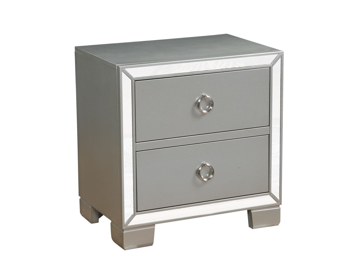 Dria Platinum Finish Night Stand