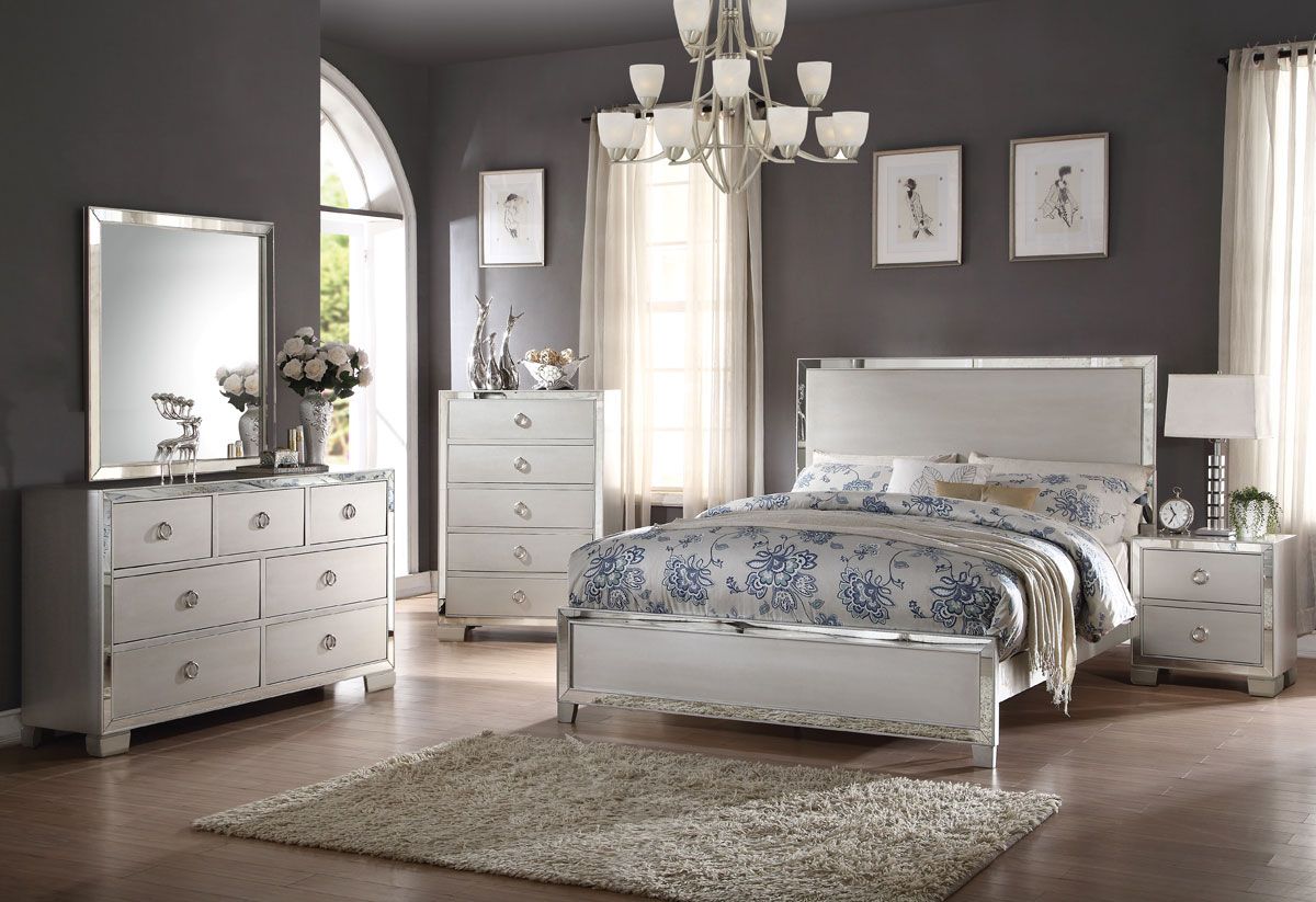 Dria Platinum Finish Bedroom Set