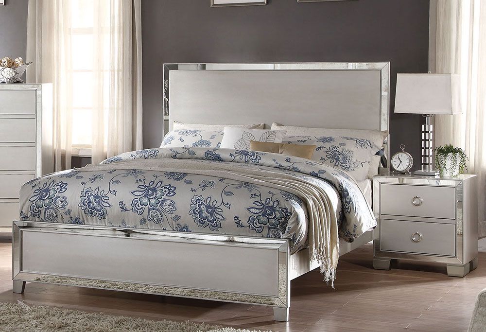 Dria Panel Bed Platinum Finish