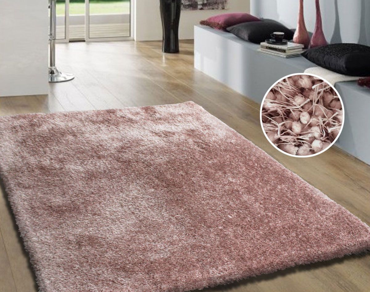 Dusty Pink Shag Viscose Rug